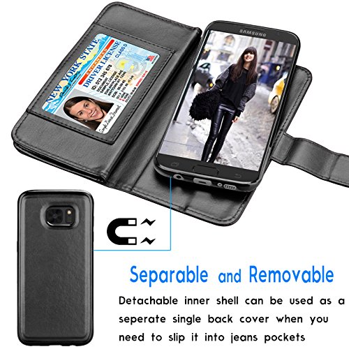 Tekcoo W-11022885 For Galaxy S7 Case/Galaxy S7 Wallet Case, Luxury Id Cash Credit Card Slots Holder Purse Carrying Pu Leather Folio Flip Cover [Detachable Magnetic Hard Case] & Kickstand For Samsung S7 -Black thumb #3
