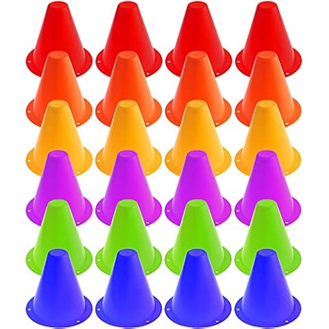 Graplan 24 Pcs Football Training Cones Plastic Multipurpose Training Cones Cones Roller Skating Obstacle for Indoor Outdoor Activities Soccer (6 Colors) Cover