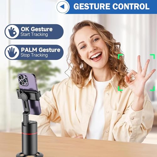 Image of Kratos K13 Ai Powered Auto Face Tracking Tripod,360 Rotation Mobile Holder for Smart Video Shoot with Remote,No App Needed,Gimbal Stabilizer with Gesture Control for Video Recording