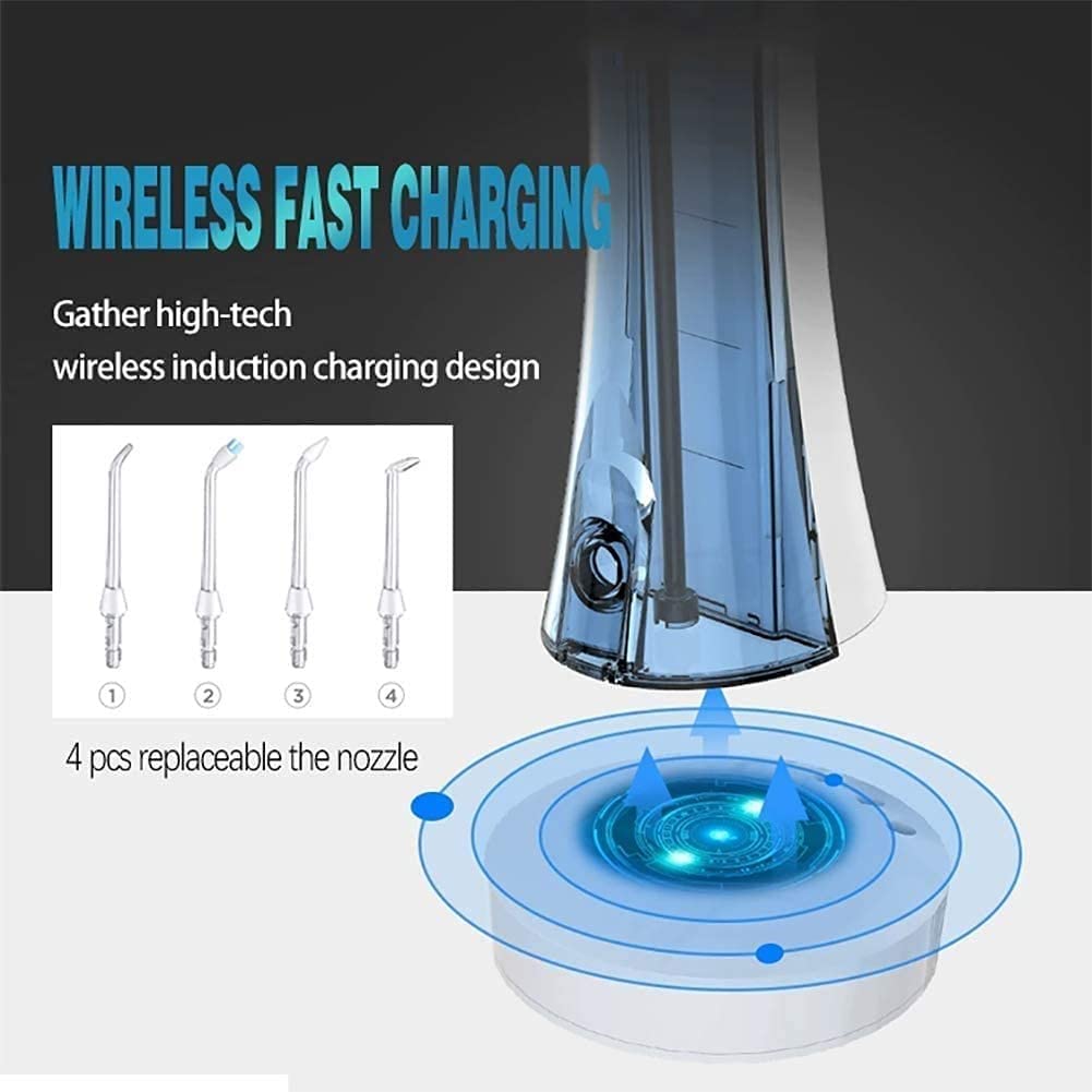 GeRRiT Water Flosser Irrigatore Orale Dentale Senza Fili Professionale - Idropulsore Portatile e Ricaricabile Impermeabile a 4 modalità for la casa e i Viaggi, apparecchi ortodontici e Cura dei Ponti