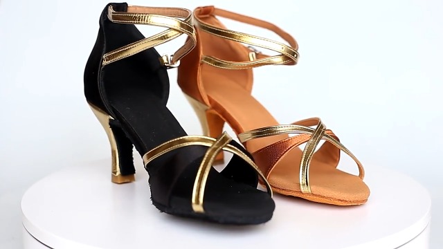 Chaussures De Danse Latine Femme - Talon 5/7cm - Satin Pailleté Professionnel Pour Salsa & Chacha