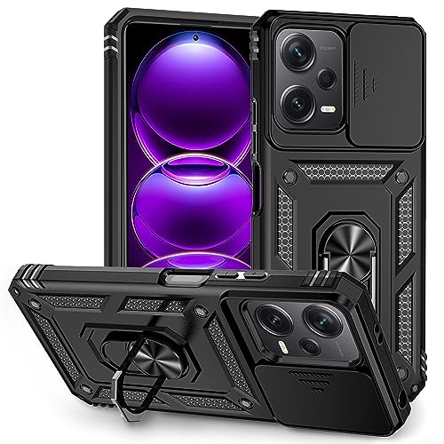 MOSHKING Thermoplastic Polyurethane Back Cover Compatible To Redmi Note 12 5G With Sliding Camera Shield Cover&360° Protection Build-In Ring Stand Mobile Phone Case For Redmi Note 12 5G ,Black (B0CGY272KZ) Amazon Price History, Amazon Price Tracker