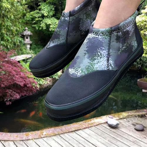JTLB Bottes de pêche en néoprène, légères et respirantes avec semelle en feutre OD vert, chaussures de pêche professionnelles pour homme et femme, clous en acier pour la mer (7 ID : 17,3 mm – vue 3