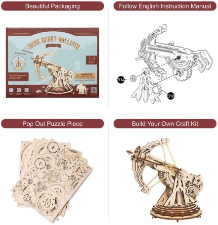 RoWood 3D Wooden Puzzles, DIY Catapult Wooden Building Model Kits for Adults to Build, Woodcraft Wooden Construction Kit, Ideal Birthday for Boys/Girls
