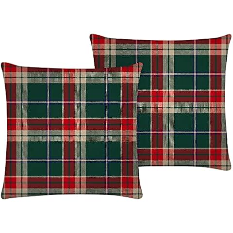 Christmas Pillow Covers 18x18 Set of 2, Christmas Plaid Pillow Covers for Christmas Decorations, Scottish Tartan Plaid Cushion Cover for Couch Sofa Bed Living Room Christmas Home Decor(18" X 18") Cover