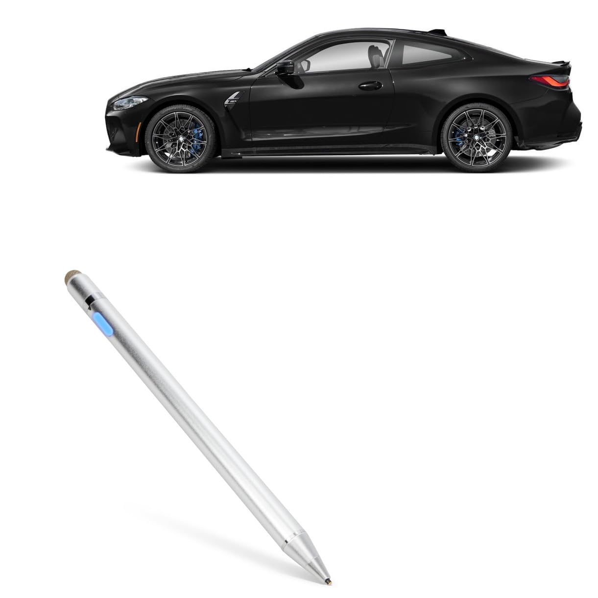 BoxWave Stylus Pen Compatible with BMW 2023 M4 Coupe Display (14.9) - AccuPoint Active Stylus, Electronic Stylus with Ultra Fine Tip - Metallic Silver