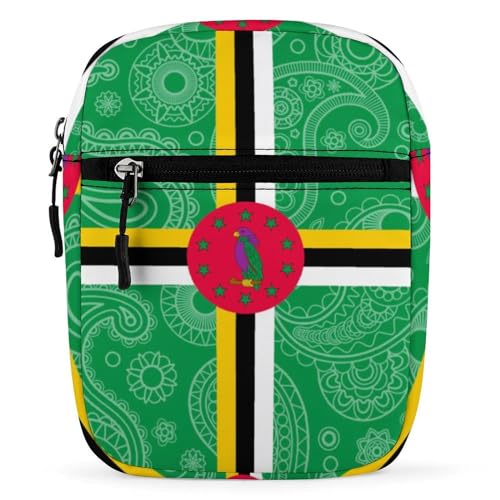 Dominica Paisley Flag Mini Crossbody Bag Anti-Theft Side Shoulder Bags Messenger Bag Unisex