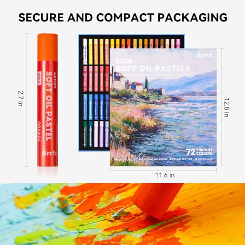 Arrtx Oil Pastels,72 Colors Set,Vibrant and Creamy, Non Toxic Soft Oil Pastels for Art Painting Drawing, Blending - Image 2