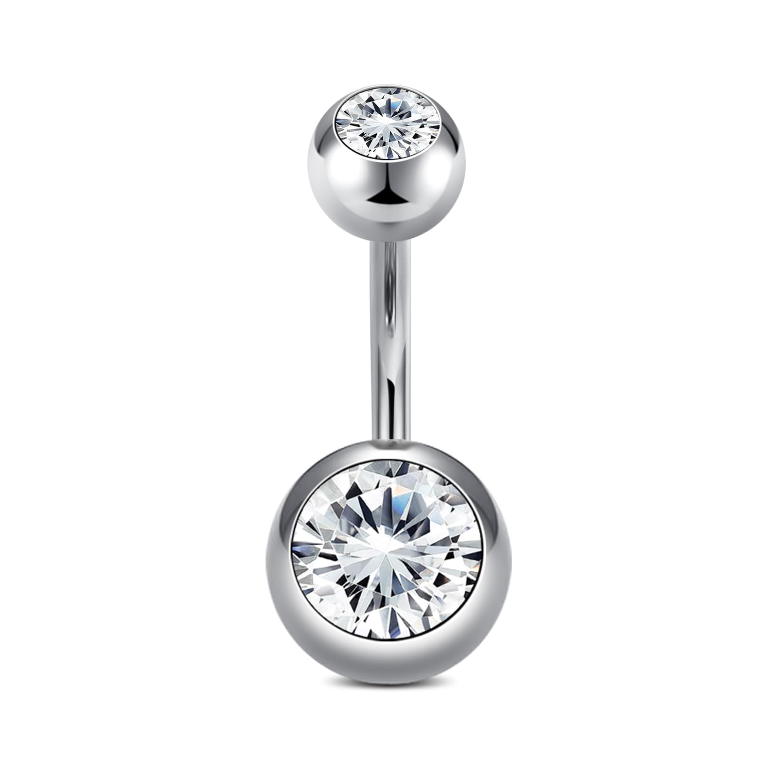 AceFun Piercing ombligo Titanio oro plata 6mm-14mm Acero quirurgico 14G Barbell G23