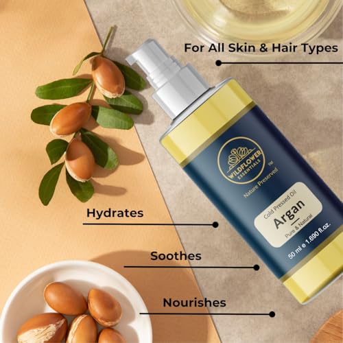 Image of Argan Oil Cold Pressed 100% Pure & Natural (50 ml) For Face, Hair, Skin, Body
