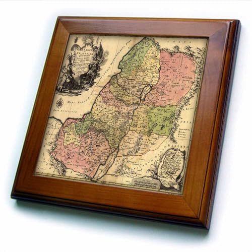 3dRose ft_79408_1 1759 Copy of The Biblical map of The Twelve Tribes of Ancient Israel and Palestine-Framed Tile, 8 by 8