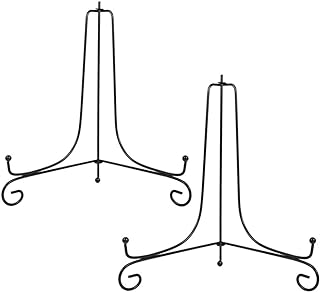 (2 Pack) Iron Display Stand, Black Iron Easel Plate Display Photo Holder Stand, Displays Picture Frames, Cookbooks, Decorative Plates, Tablets and Art 10 Inch