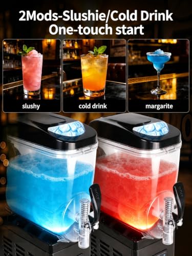 Image of Commercial Slushie Machine 4gal /15L Compact Frozen Drink Maker for Cafes, Small Businesses & Home Use, 450W, 60 Cups Stainless Steel