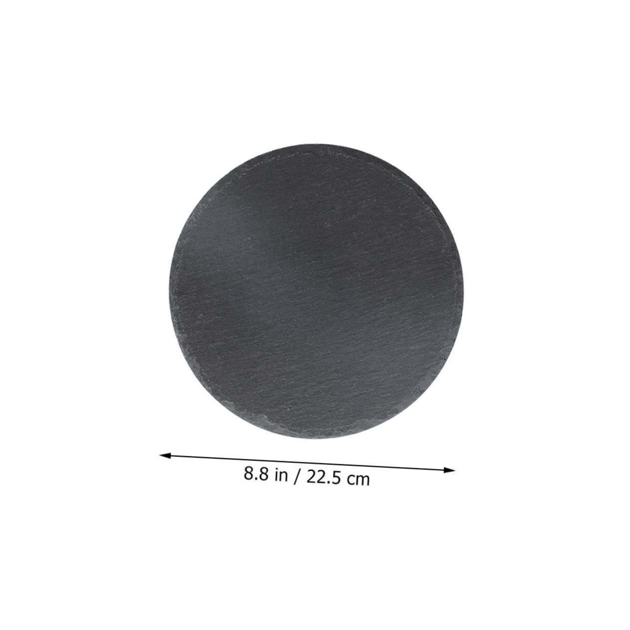 Ipetboom Plato de Piedra Redondo Negro de Pizarra para Servir Alimentos | Uso en Restaurante y Hogar, Apto para Desayuno y Postres, Estilo Rústico Creativo