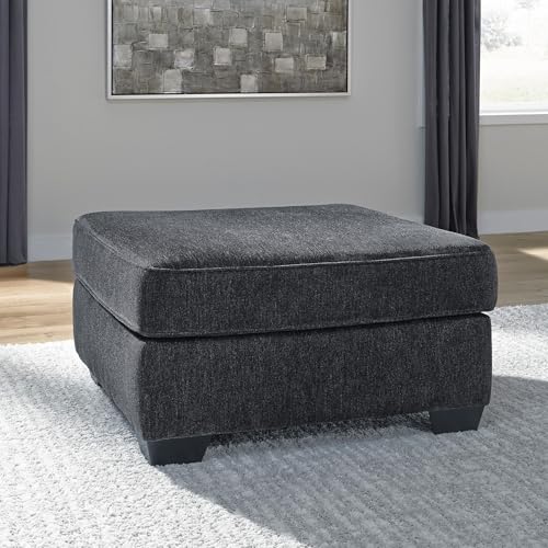 Image of Signature Design by Ashley Altari Oversized Square Ottoman, Slate Gray | Cozy chenille, Durable and comfortable cushions, Relaxed lounging, Versatile 36 in stable coffee table footprint