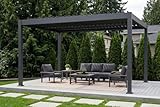 Patio Kingdom 10' x 13' Louvered Pergola Outdoor Aluminum Pergola Kit with Adjustable Roof, All-Weather Metal Gazebo with Drainage System for Patio, Deck, Garden and Backyard Shade, Gray