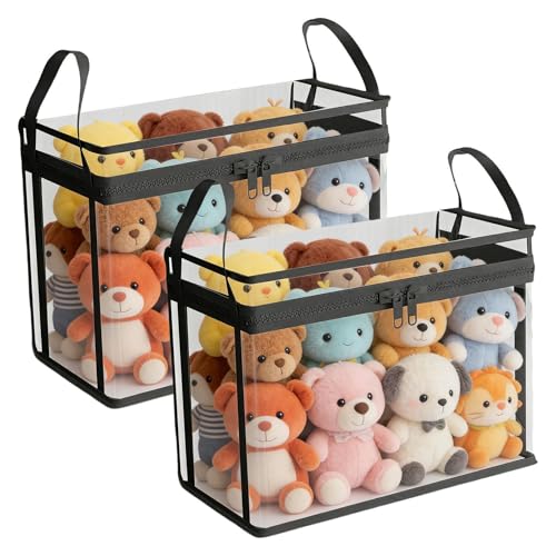 Generisch Organizador de peluche, 2 piezas, caja de peluche, para salón, zona de juegos, estudio, balcón, dormitorio, apartamento, granja, balcón