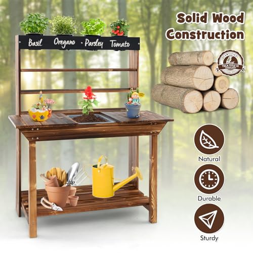 Costzon-Kids-Potting-Bench-Wood-Toy-Gardening-Center-with-4-Pots-Chalkboard-Removable-Sink-Storage-Shelves-Mud-Kitchen-for-Kids-Outdoor-Play-Kitchen-Gift-for-Boys-Girls-3 Costzon Kids Potting Bench Wood Toy Gardening Center with 4 Pots Chalkboard Removable Sink Storage Shelves Mud Kitchen for Kids Outdoor Play Kitchen Gift for Boys Girls 3