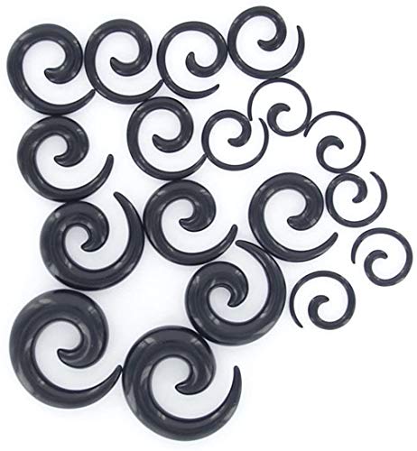 Kit de estiramiento de orejas, 9 pares de dilatadores de dilatador de dilatación en espiral de acrílico, color negro Cover