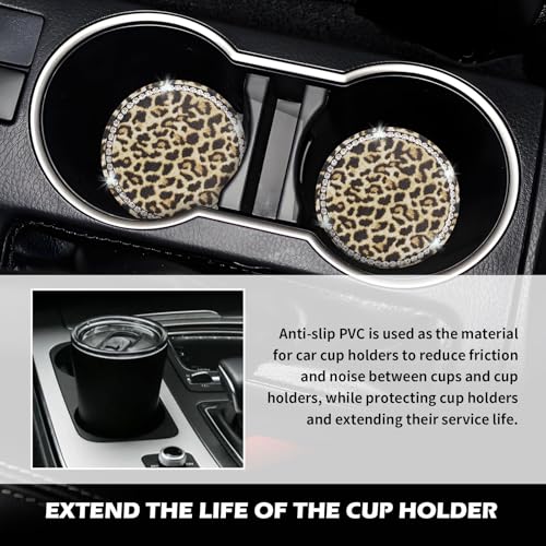 2 PCS Portavasos para Autos con Estampado Leopardo y Piedras miniatura 5