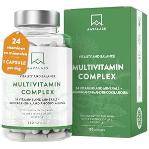 Multivitaminecomplex met 24 vitamines & mineralen + Ashwagandha & Rhodiola Rosea – Multivitaminetabletten voor dames en heren – met vitamine C & vitamine D – Multivitamin and Mineral – 120 capsules