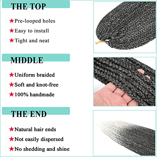 Box Braid Crochet Hair 18 Inch 8 Packs 1Bgray Silver Goddess Box Braids Crochet Hair Pre Looped 3X Box Braided Crochet Hair Synthetic Braiding Hair Crochet Braids Hair For Black Women-8 Packs 1Bgrey #TOP4