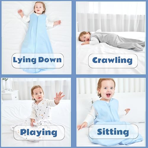 Image of 3-Pack Baby Sleep Sack 0-6 Months - 100% Organic Cotton 0.5TOG, 2-Way Zipper Wearable Blanket For Infant, Breathable Soft Lightweight Sleeping Bag, Sleeveless Baby Swaddle Blanket S Size