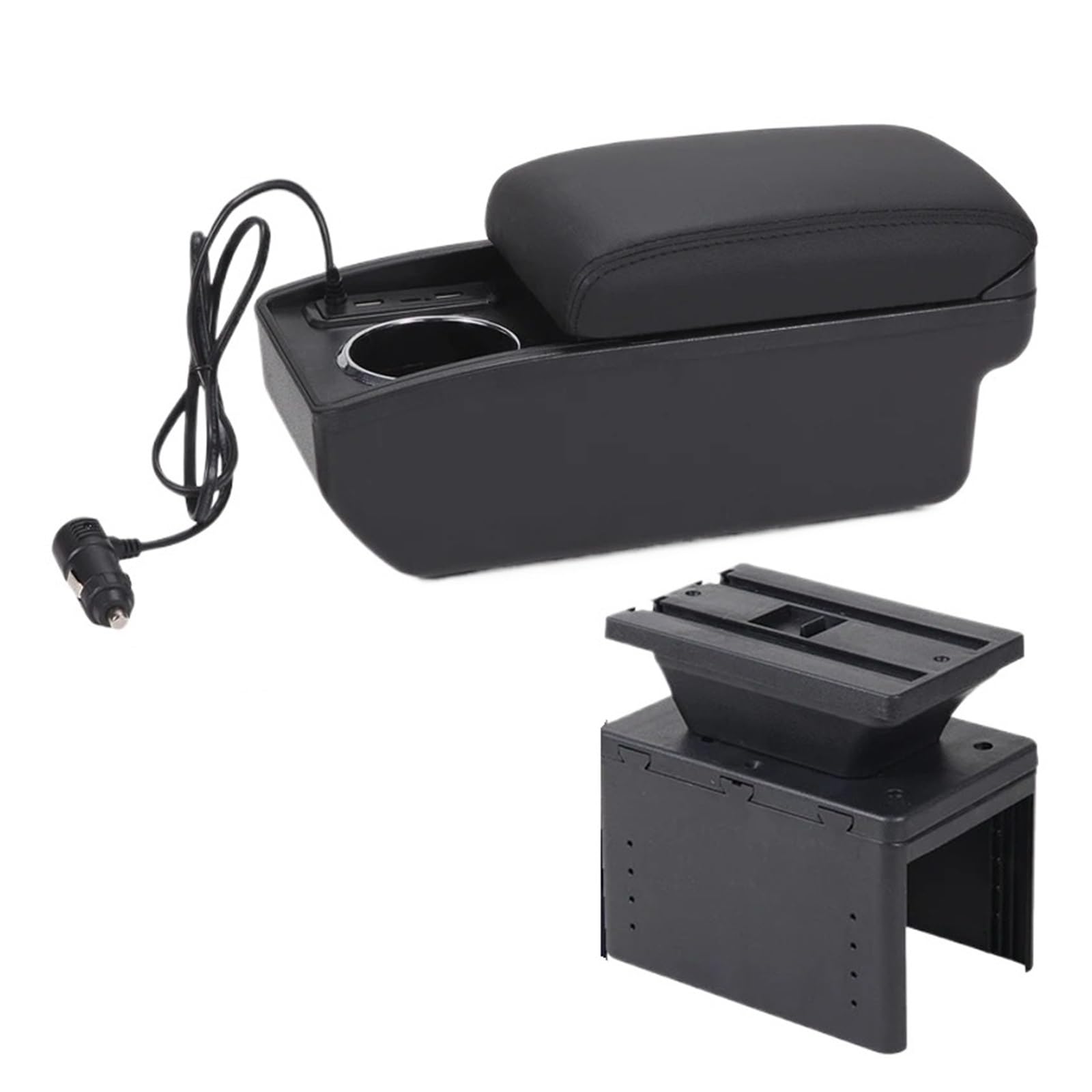 Hguvsjd Armrest Box For Hyundai I20 2021 2022 2023 2024 Armrest Interior Parts Center Console Storage Box Car Armrests(A Black line Fast charging)