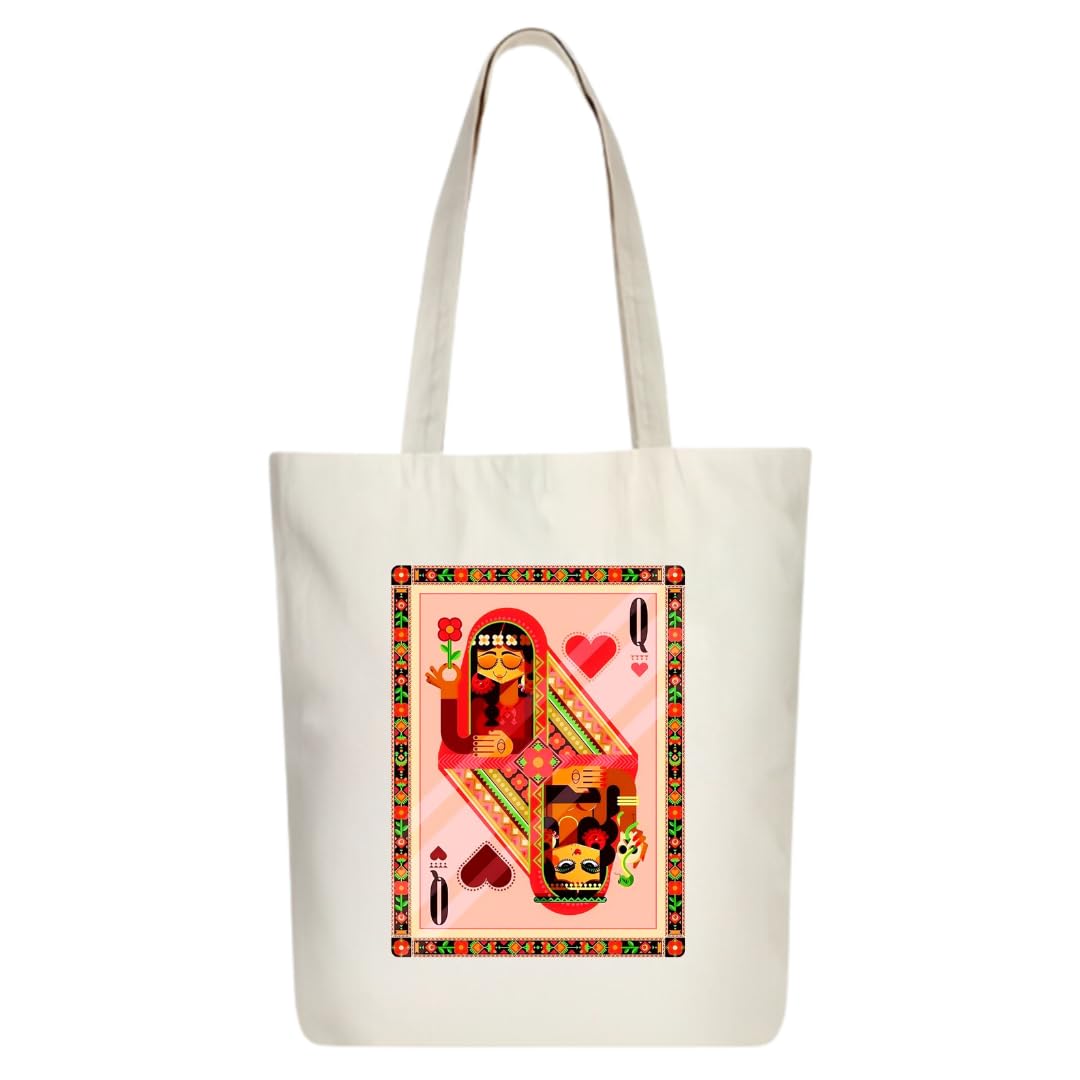 Eco-Friendly Printed Canvas Vertical Tote Bag Artistic Design Collection