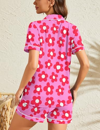 Image of SWOMOG Womens Button Down Pajamas Set Short Sleeve Sleepwear Bride Soft Pj Lounge Sets XS-3XL