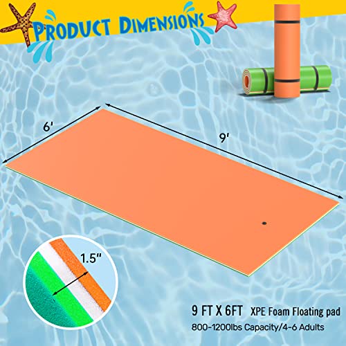 Big Floating Mat Water Foam Pad For Pools, Lakes, Oceans, Giant Lily Pad Pool Float For Water Recreation And Relaxing (Orange-White-Green, 9Ft) #TOP3