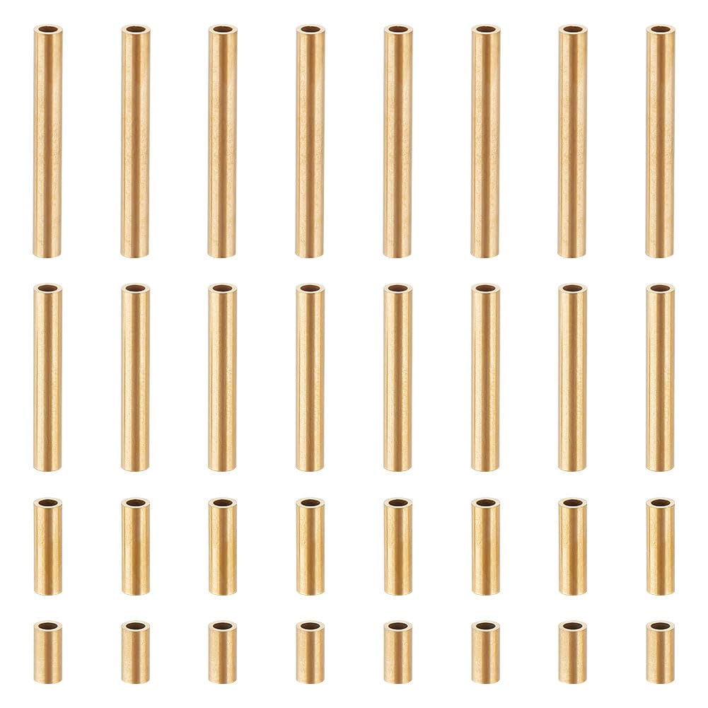 UNICRAFTALE 32Pcs 4 Sizes Ion Plating(IP) Stainless Steel Tube Beads Golden Straight Beads Metal Smooth Loose Beads Tube Spacer Beads for Bracelet DIY Jewelry Making