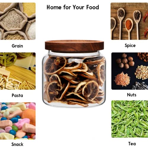 Datttcc Glass Jars,Set Of 4 Glass Food Storage Containers With Wooden Lids,Clear Glass Canister Sets For Sugar,Tea,Coffee,Snack,Spice,Herbs(33 Oz/ 1000 Ml) #TOP7