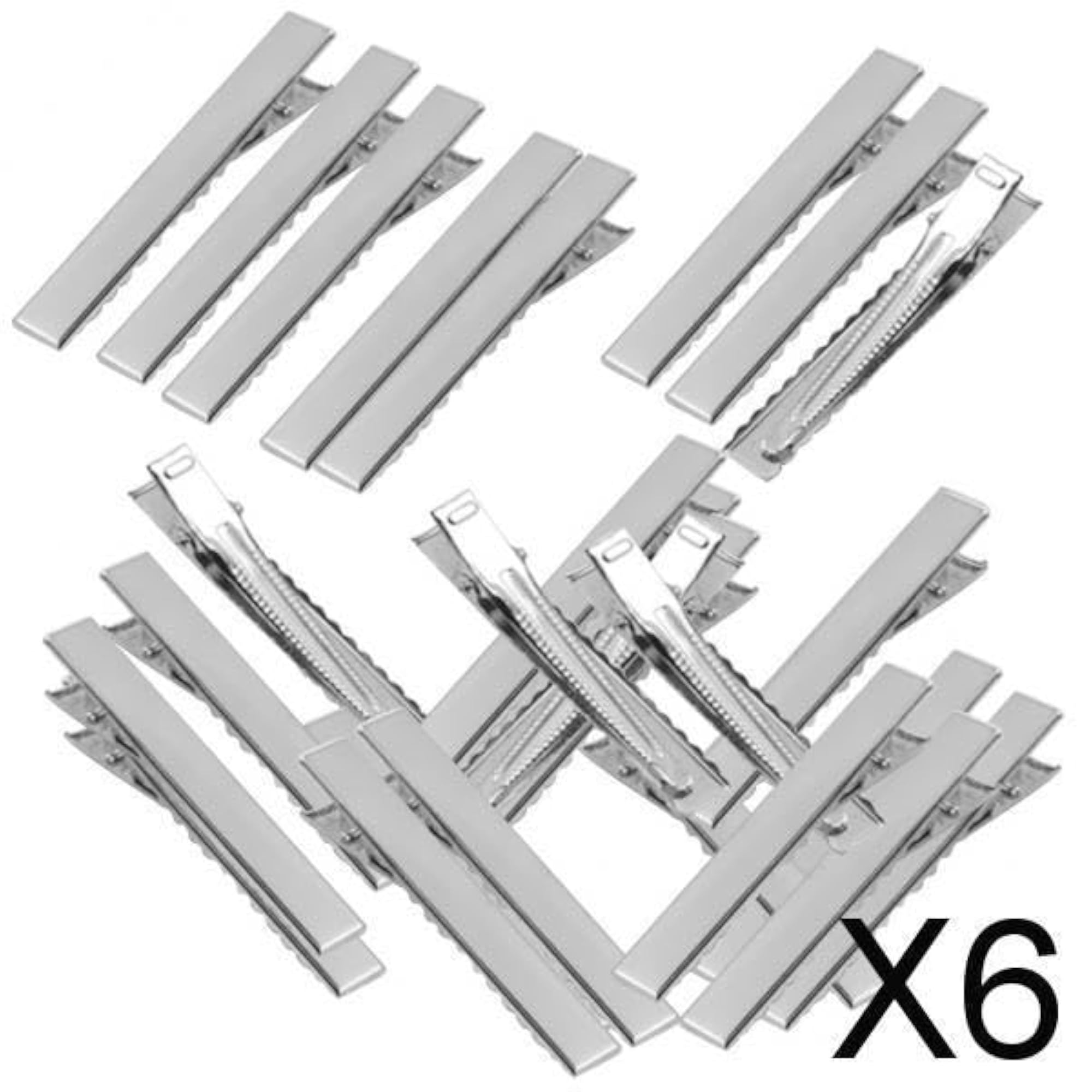 6x50pcs Assorted Size Flat Single Prong Metal Alligator Hair Clips