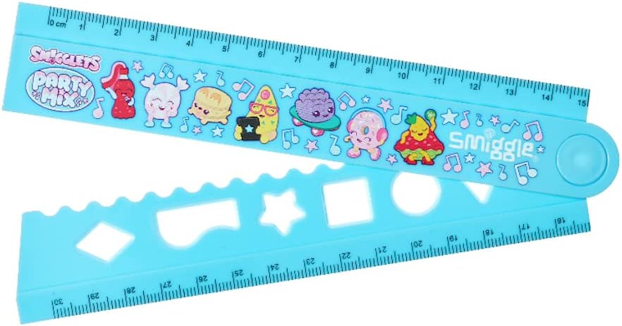 Smiggle Fold-Up Ruler 15-30cm (Smigglets Party Mix/Blue)