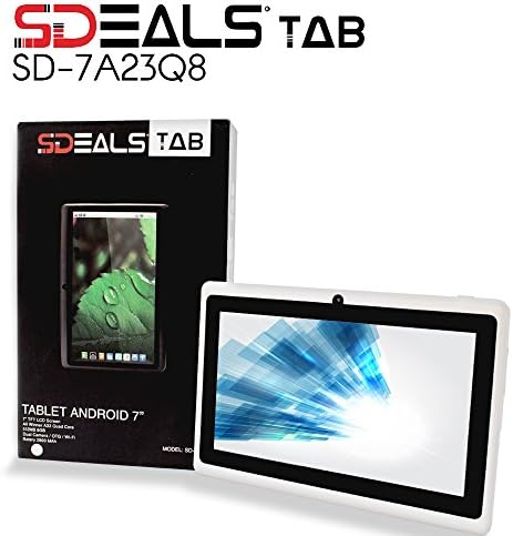 Sdeals Tablet. Quad Core Google Android 4.4 KitKat Tablet PC with Touchscreen, 8 gb Bluetooth, HD Dual Camera, Google Play Pre-loaded, 3D-Game Supported (white)