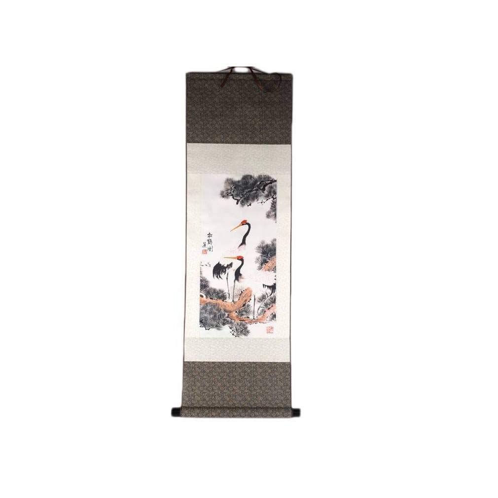 Lachineuse Kakemono Japanese Cranes Wall Tapestry - 100 x 30 cm - Grey - Living Room, Bedroom, Home Office Decor - Image 3