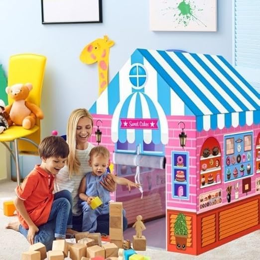 Image of Colorfull and Light Weight Children Play Tent House for 3-10 Years Old Kids Girls and Boys Light Weight and Foldable Children Toys, Indoor and Outdoor Kid Tent House (Doll) (Candy)