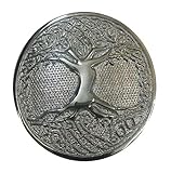 KILT BELT BUCKLE CELTIC TREE OF LIFE CIRCULAR SILVER FINISH/SCOTTISH BELT BUCKLE