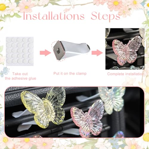 Image of 6 PCS Butterfly Car Vent Clips, Cute Butterflies Cars Air Conditioning Clip Decorations, Charm Automotive Interior Decor for Women Men