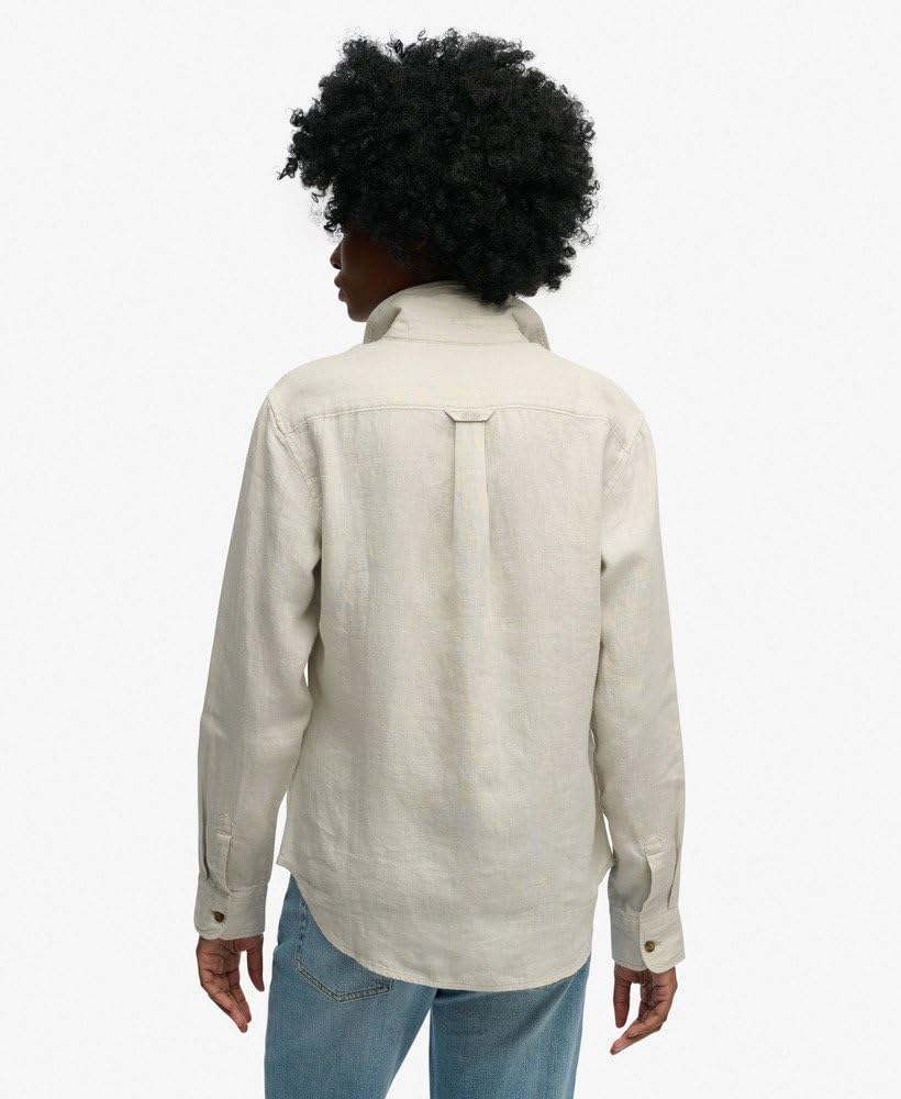 Superdry Damen Premium Leinenhemd im Boyfriend-Stil