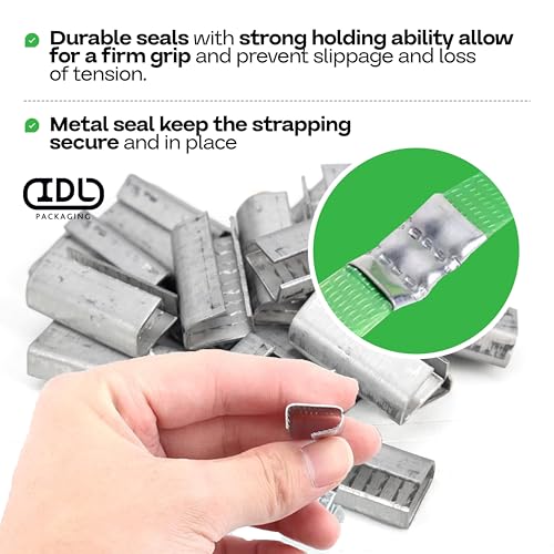 idl packaging open serrated seals of 12534 length for 1234 strap width polyester pet strapping pack of 100 - increased load securement due to serrated design of strapping clips