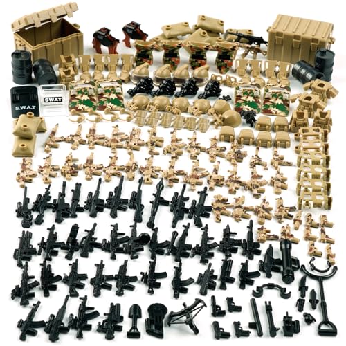 WSRYLTCH Military Army Weapons Pack Accessories - Special Army Swat Team Building Block Toys Militray Soldier Armor Camouflage Weapons E.O.D Suits Equipment Gear Sets