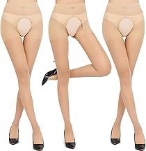 Open Crotch Stockings, Sexy Cosplay, Set of 3, Black/Beige/Mix, Extreme Pantyhose, Open Crotch Socks, Large Size