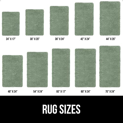 Image of GORILLA GRIP Bath Rug Mat 54x24, Thick Absorbent Chenille, Quick Dry Microfiber Mats, Rubber Backing Washable Shower Floor Rugs, Bathmat Runner, US Designed Bathroom Home Decor Accessories, Sage