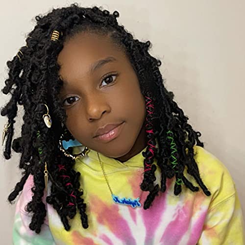 6 Packs Butterfly Locs Crochet Hair 10 Inch Short Bob Distressed Locs Crochet Braids Pre Looped Faux Locs Crochet Hair for Women Pre twisted Synthetic Braiding Hair Extensions (#2)
