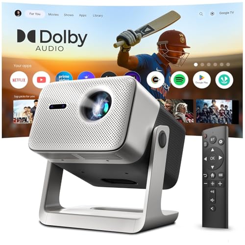 Image of Crossbeats Lumex Vista Projector 4K Ultra HD [Dolby Audio Official] Android TV, 1080p Native, 1200 ANSI, 300'' Display, WiFi, Smart Mini Projector for Room, Portable Home Theater Cinema, Built-in Apps