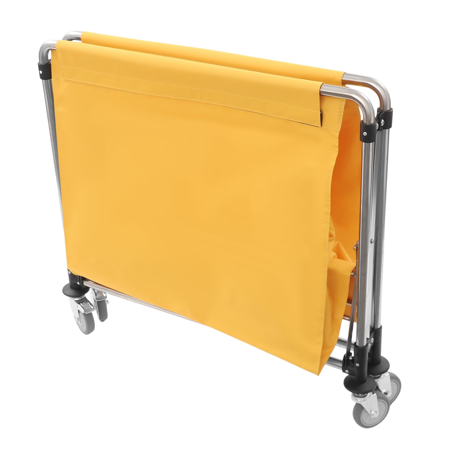 Carro de lavandería plegable de acero inoxidable con ruedas, gran volumen 90 x 60 x 88 cm, comercial, con tela Oxford, bolsa para hotel/lavandería/hogar, amarillo