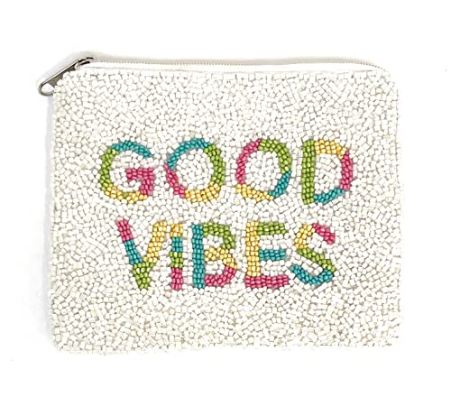 Good Vibes Coin Purse Pouch, Coin Purse Pouch, Beaded Coin Purse, Cute Coin Purse, Beaded Purse, Happy Coin Purse, Best Friend Gift, Positive Gifts, Party Favors, Wallets For Her #TOP25