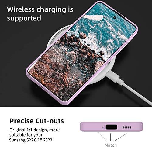 Image of DIZORO Liquid Silicone Case with Microfiber Cushioning Compatible for Samsung Galaxy S22 5G Shockproof Slim Back Cover, Gel Rubber Full Body Protection (Lilac)